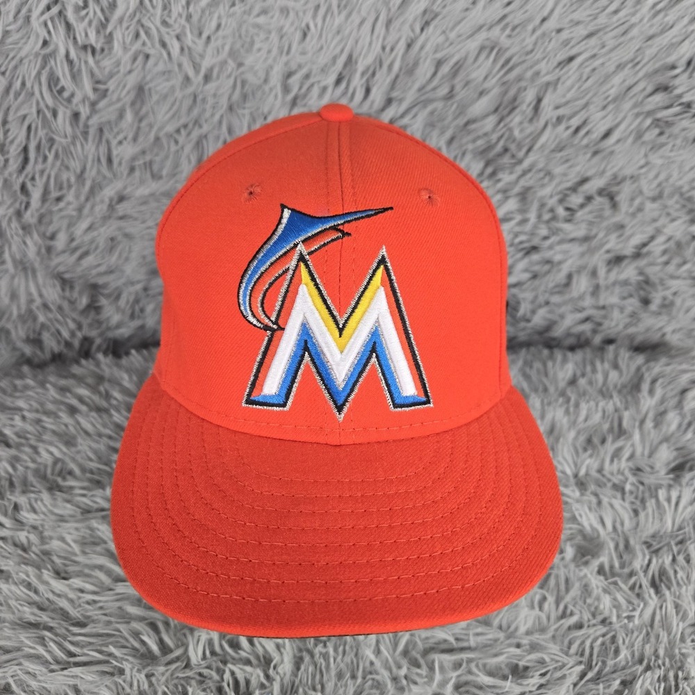 New Era 59 Fifty‎ MLB Miami Marlons Orange 7 1/4 On-Field Fitted Baseball Cap